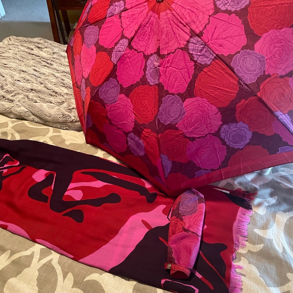 Matching Coach umbrella and scarf